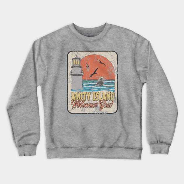 Jaws — Retro Amity Scene (weathered) Crewneck Sweatshirt by GraphicGibbon